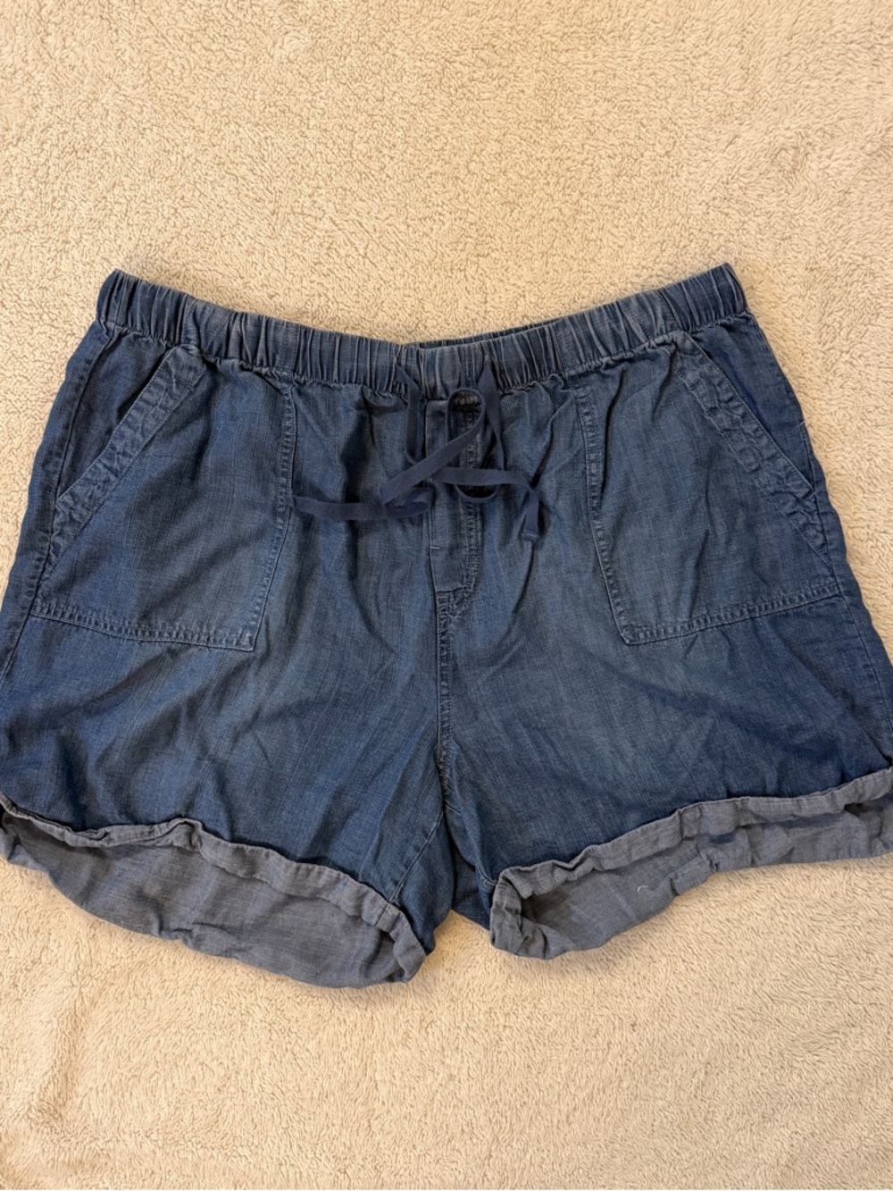 Workshop Republic 1X Chambray Pull-On Shorts Drawstring Cuffed - Picture 3 of 5